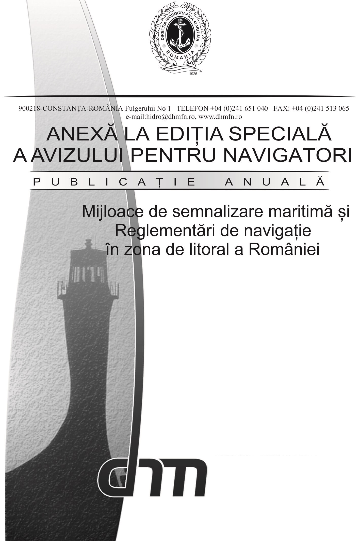 Coperta publicației Anexa la ediția specială a avizului pentru navigatori